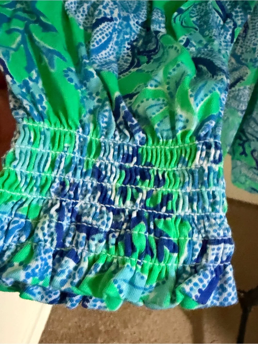 Lilly Pulitzer Lessa Off The Shoulder Top, Cabana Green Size Small
